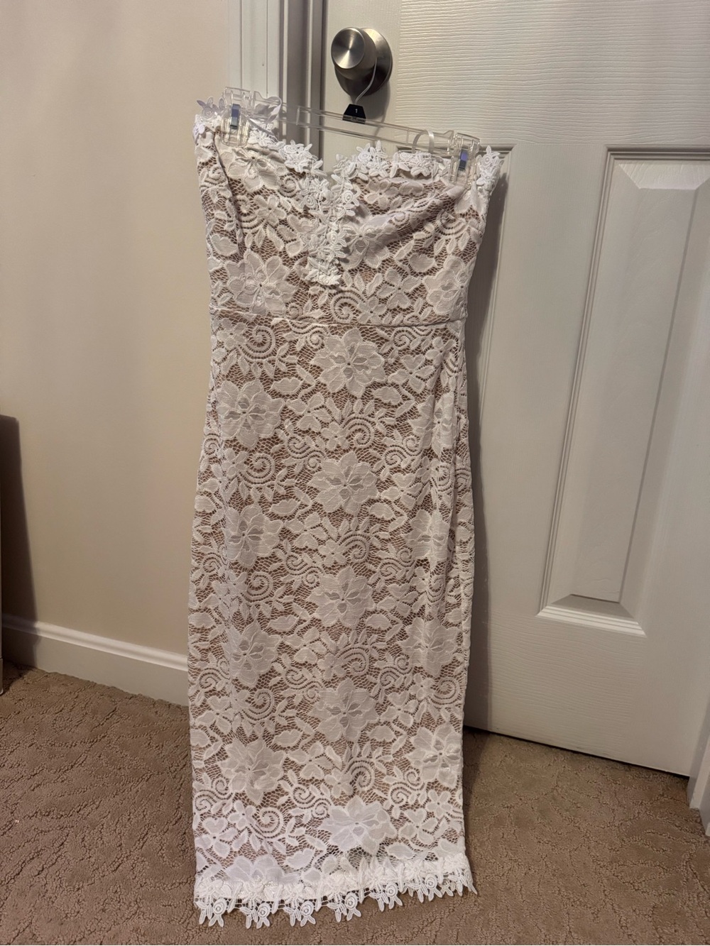 Windsor Strapless Ivory Lace Midi Dress